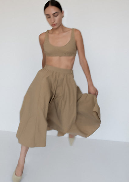 Relaxed Circle Skirt | Khaki Parchment Poplin | Modern Weaving