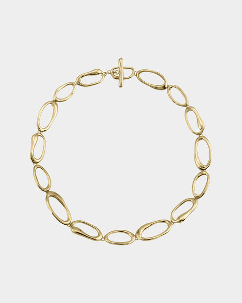 Hand Formed Mini Oval Link Chain Necklace | Bronze 14K | Modern