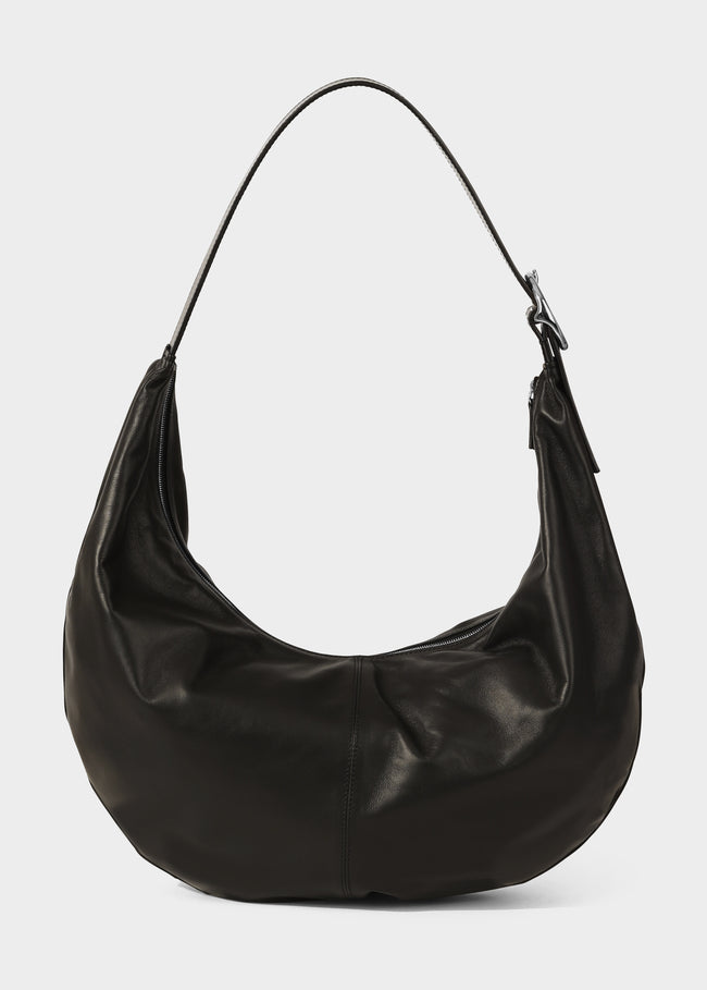 Italian leather crescent bag / black / shoulder bag