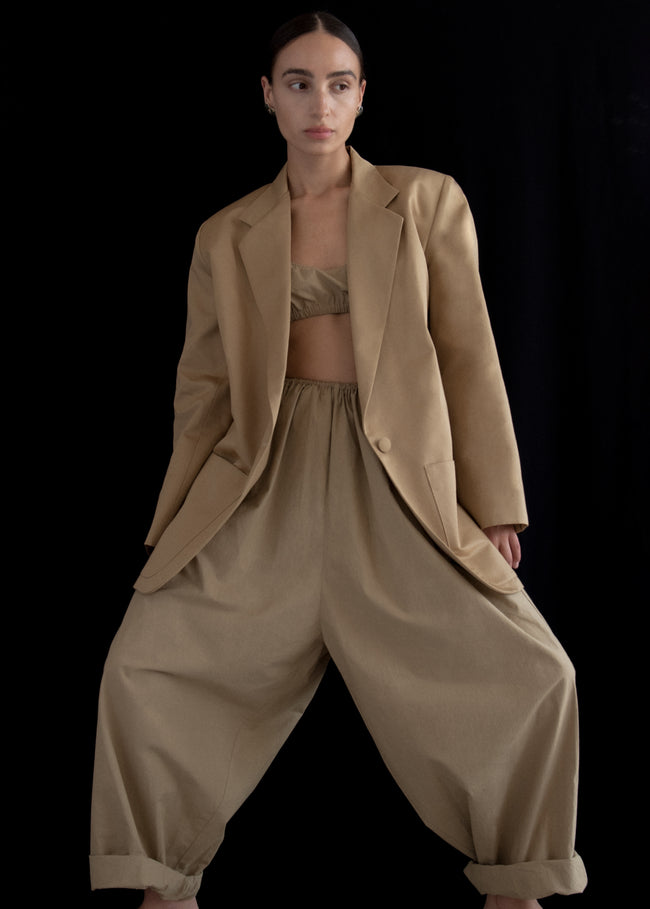 Modern Weaving Balloon Pant, Off White Parchment Poplin