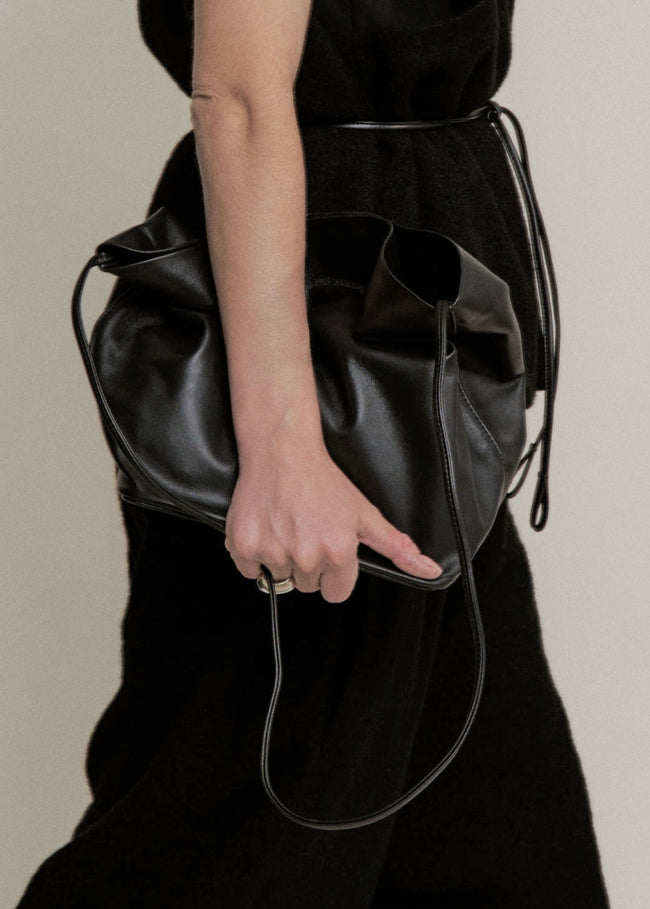 Single Strap Tall Crossbody | Black | Modern Weaving