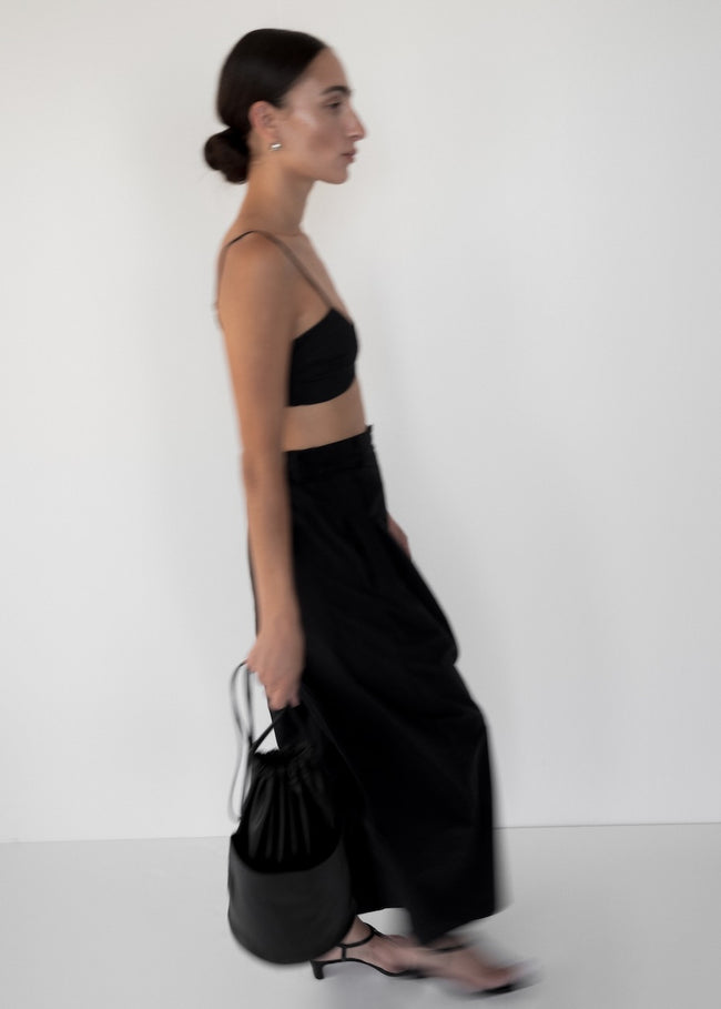 Modern Weaving Relaxed Lean Trouser | Black Cotton Linen Twill