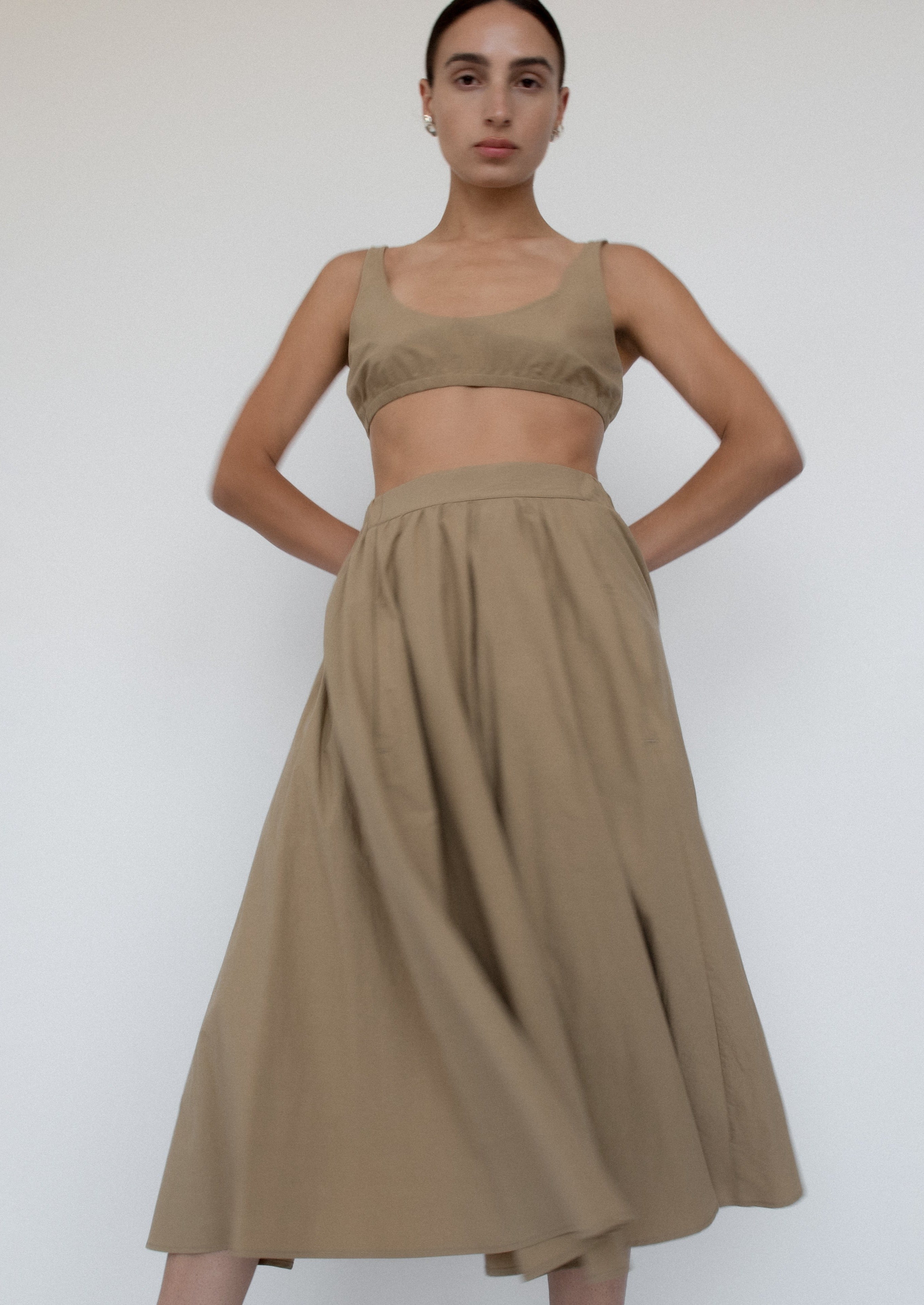 Relaxed Circle Skirt | Khaki Parchment Poplin | Modern Weaving