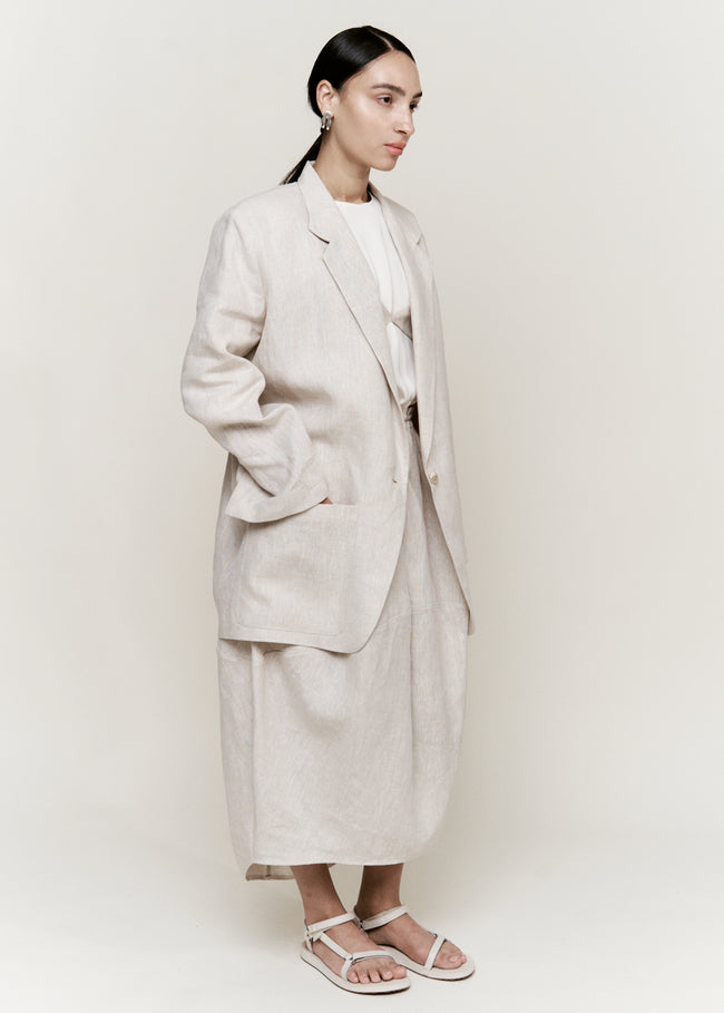 MODERN WEAVING ベージュカラー Oversize Boxy Blazer | Oatmeal Melange Linen | Modern Weaving