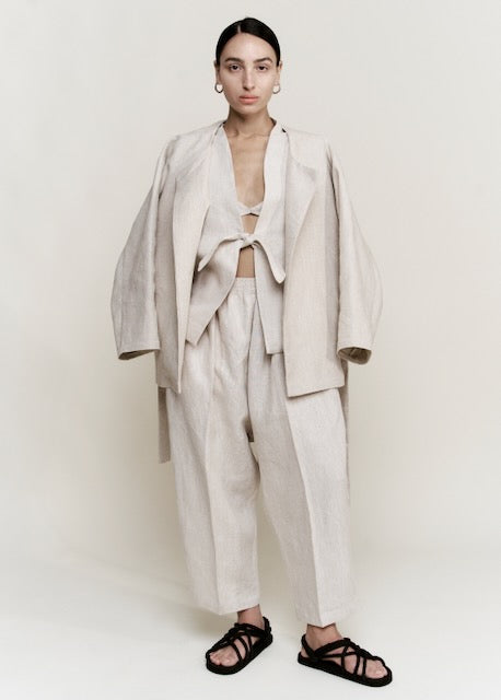 Easy Dropped Pant | Oatmeal Melange Belgian Linen | Modern