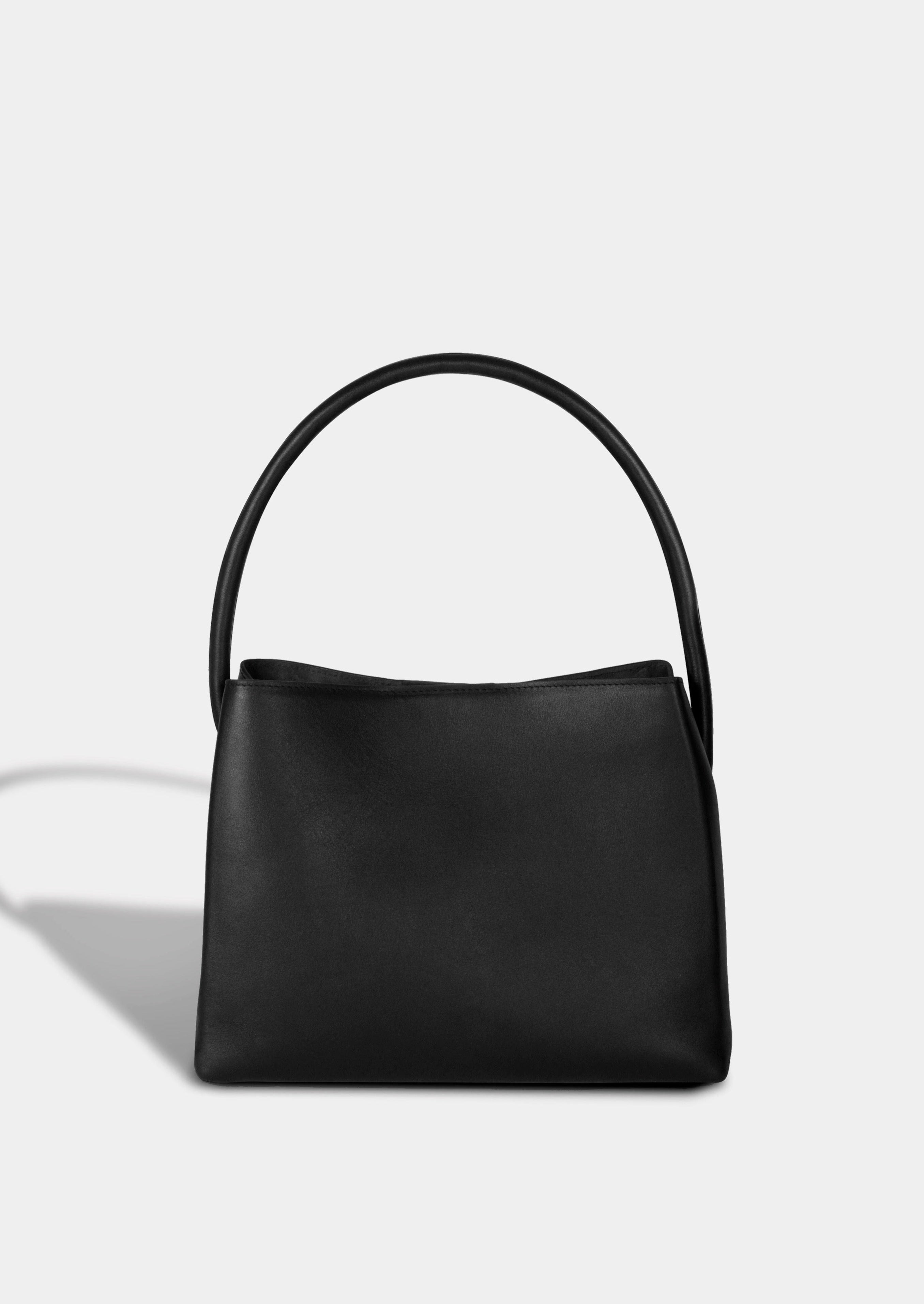 Petite Arch Handle Pleat Tote | Black | Modern Weaving