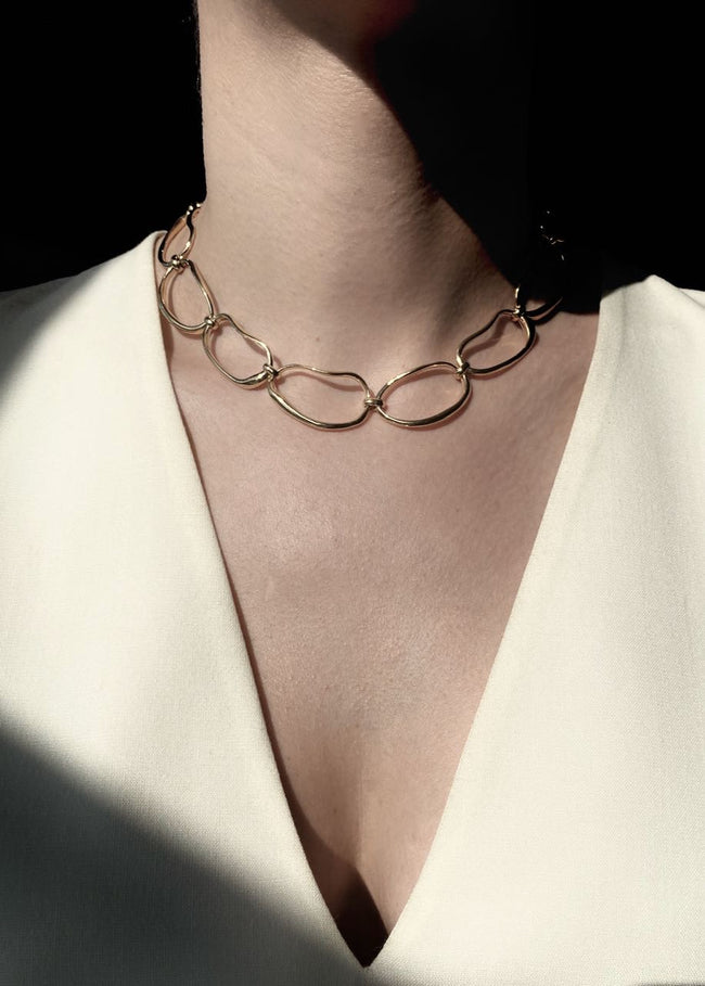 Gold Textured Oval Link Chain Necklace | New Look