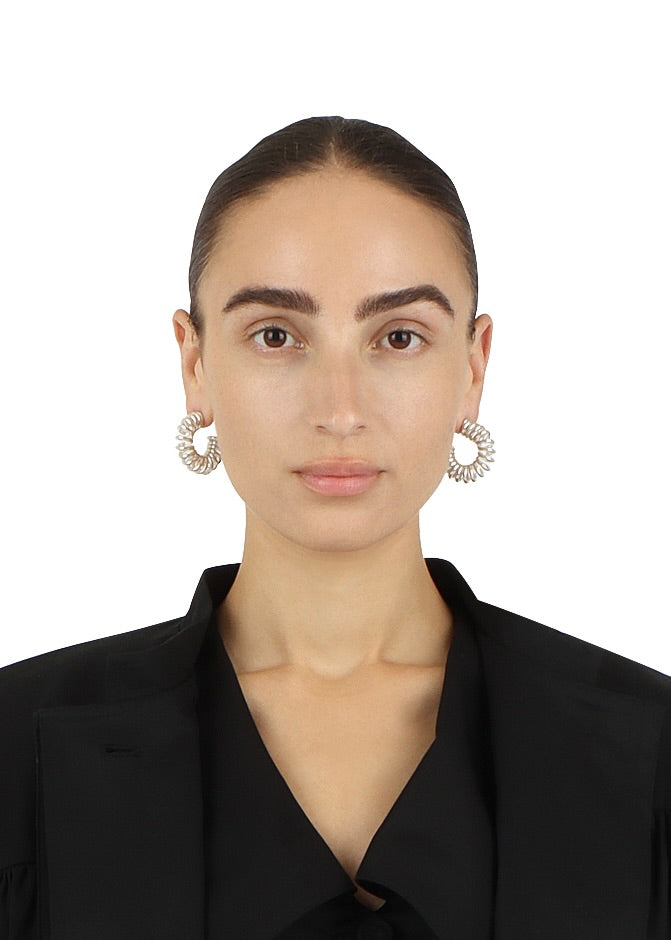 Round Silver Spiral Earrings Unique Modern Minimalist
