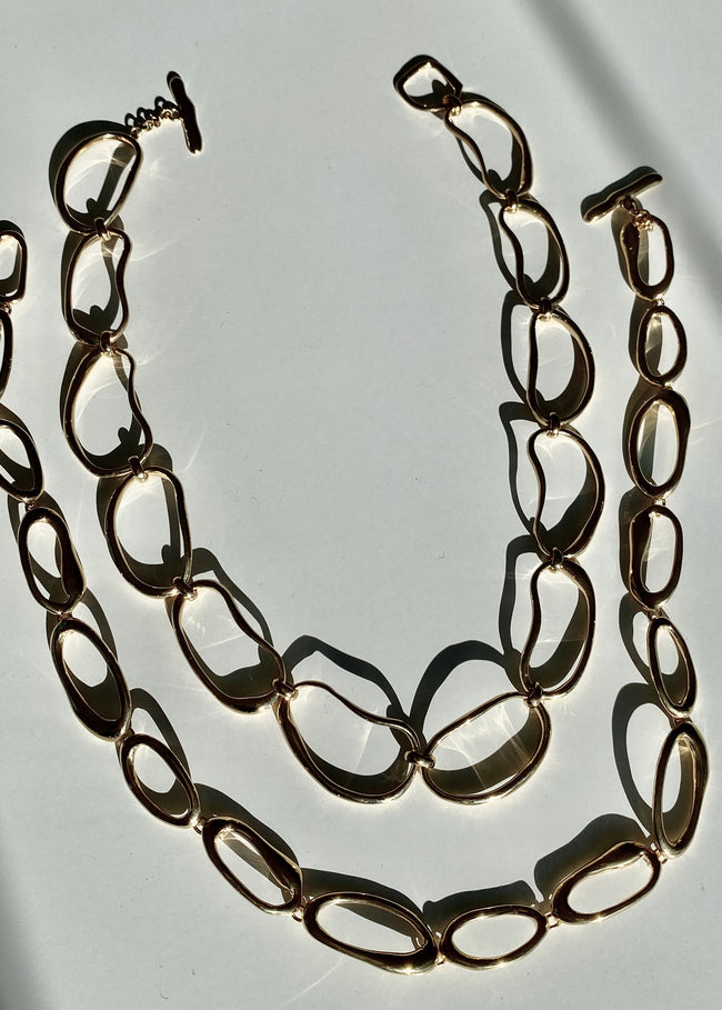 Hand Formed Mini Oval Link Chain Necklace | Bronze 14K | Modern