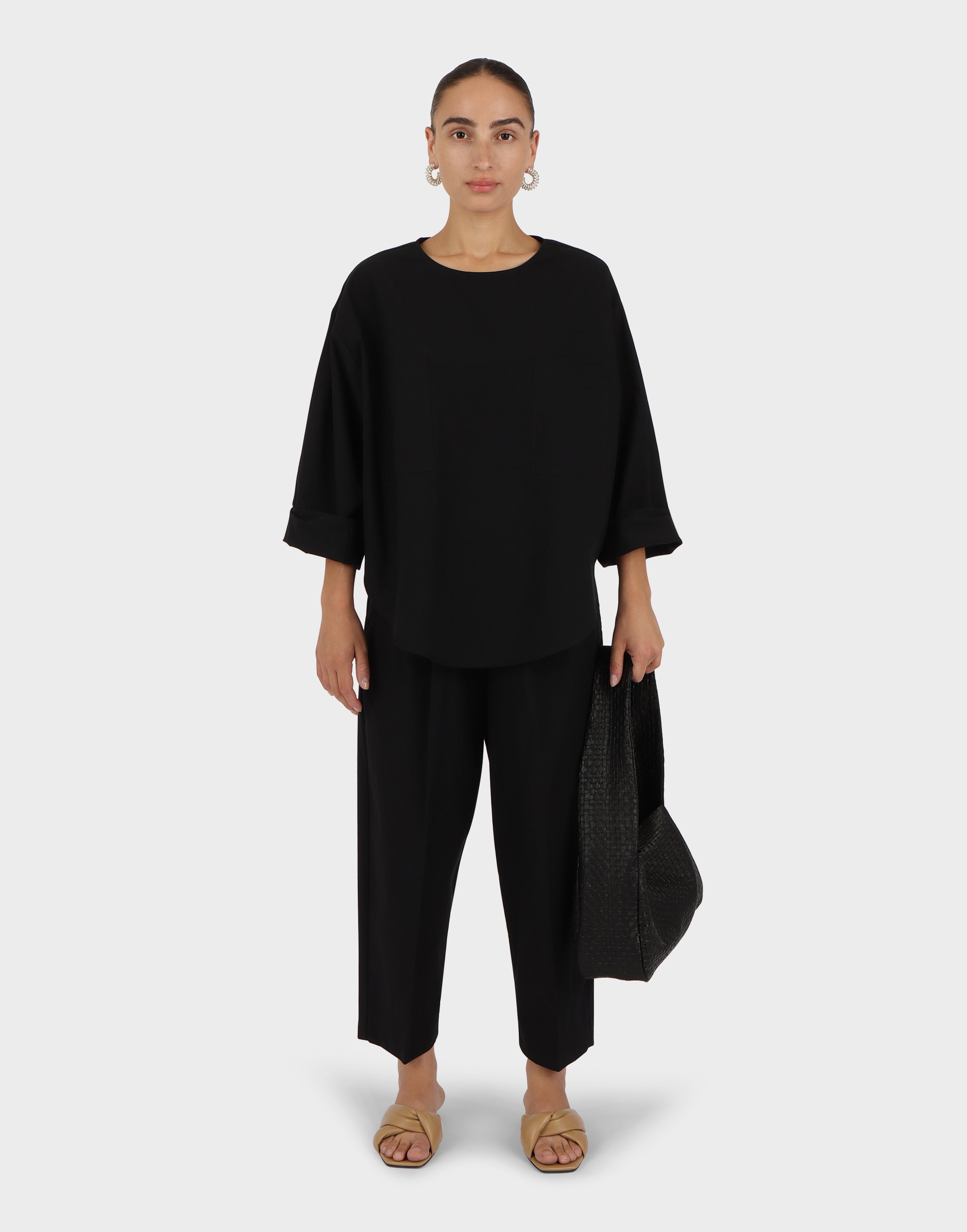 【MODERNIF】Weaven Linen Semi-Wide Slacks High Waist Linen Pants for Women, Wide Leg Pants, Long Linen